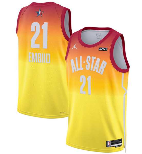 Mens 2023 All-Star #21 Joel Embiid Orange Game Swingman Stitched Basketball Jersey Dzhi->2023 all star->NBA Jersey